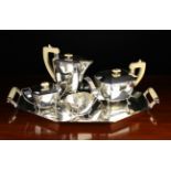 A Fabulous Art Deco Style Silver Tea Service by Emile Viner hallmarked Sheffield 1949-51.
