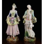 A Pair of Rudolstadt Volkstedt Hard Paste Porcelain Figures of Lady & Gallante,