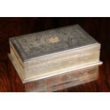 A Fine Persian Silver Cigar Box of rectangular form,