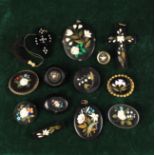 A Collection of Victorian Pietra Dura Brooches and Pendants,
