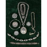 A Collection of Silver & Other Jewellery to include; locket chains,