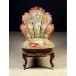 A Fine Quality Victorian Upholstered Shell Backed Nursing Chair.