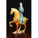 A Tang Dynasty Style Sancai Pottery Horse & Female Rider.
