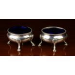 A Pair of Oval Silver Salts hallmarked London 1874 and stamped with Frederick Brasted makers mark,