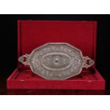 A Fabulous Quality Filigree Tray worked in intricate detail with flowers and foliage and having a