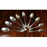 A Set of Six Irish Silver Teaspoons hallmarked Dubin 1819 with Joshua Buckton maker's punch,