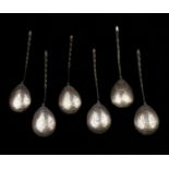 A Composite Set of Six 19th Century Russian Silver Spoons with engraved bowls (5+1).