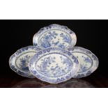 Four Late 18th Century Nanking China Blue & White Plates of oval serpentine form.