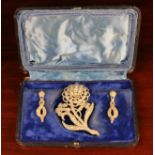 A Fine Quality 19th Century Pearl Brooch & Earrings Set.