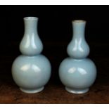 Two Similar Turquoise Glazed Double Gourd Vases;