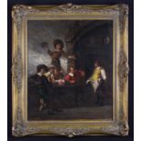 An Oil on Canvas: Interior Scene with Musketeer Revellers, signed J Brozik lower left,