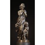 A Large Late 19th Century French Bronze Figure Group of Windswept Mother & Child,