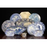 A Collection of 19th Century Blue and White Transfer Printed Ceramics and a Cream-ware Dish,