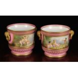 A Pair of Fine 19th Century Porcelain Rose Pompadour Cache Pots,
