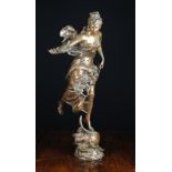 A Bronze Figure of Windswept Classical Female holding an olive branch,