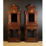 A Pair of Fine 18th Century Italian Hand-carved Walnut & Parcel Gilt Pier Tables with Mirrors.