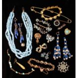 An Interesting Collection of 19th Century & Later Turquoise & Blue Glass Jewellery to include