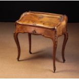 A Victorian Figured Walnut Bureau in the Louis XV Style with diagonally grained rosewood bands