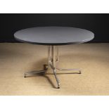 A Rare Eames Type Grey Laminate Circular Topped Table with a silhouetted pierced aluminium base,