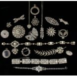 A Collection of Mainly Edwardian Paste Costume Jewellery; pendants, brooches, bracelets etc.