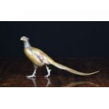 An Early 20th Century Austrian Franz Bergman Cold-painted Bronze Pheasant with impressed "B" within