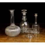 Four Pieces of Early Glassware: A small tazza having a round top on inverted cup base with flared