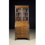 A Small Georgian Style Oak Bureau Bookcase.