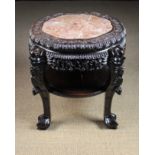 A Chinese Carved Hardwood Table/Stand.