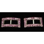 A Pair of Late 18th/Early 19th Century French Amethyst & Silver Buckles.
