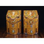A Pair of Fine Sheraton Revival Painted Satinwood Stationary Boxes.