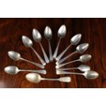 A Set of Six Georgian Silver Old English Pattern Teaspoons hallmarked London 1799 with RC maker's