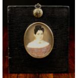 A Signed Oval Miniature on Ivory: Head & Shoulders Portrait of a Lady, dated 1834,