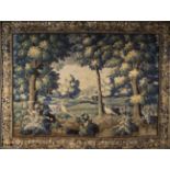 A Late 17th Century Verdure Tapestry depicting a Parkland scene with two birds to the foreground