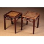 A Pair of Antique Chinese Hard Wood Stools.