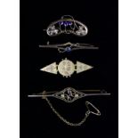 Four Victorian & Later 9 carat Gold Bar Brooches;