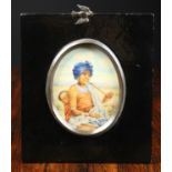 Diana Mallet-Veale. A Signed Oval Miniature of African Mother & Child, 3¼ ins x 2½ ins (8.3 cm x 6.