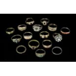 A Collection of Sixteen Georgian & Later Rings; mostly gold; two marked 15 carat,