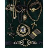 A Rare Collection of Victorian & Later 'Hair Work' Mourning and Love Token Jewellery to include