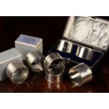 Seven Silver Napkin Rings: A pair by Collingwood & Sons Ltd hallmarked Sheffield 1938 machine