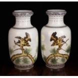 A Pair of Chinese Republican Style Ovoid Vases decorated with eagles perched on pine branches and