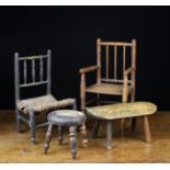 Two 19th Century Miniature Chairs and two stools (A/F).