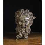 An 18th Century Walnut Relief Carving of a Satyr's Head, 13 in (33 cms) in height.