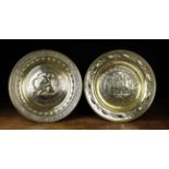 Two Brass Alms Dishes: One late 18th Century in the 16th century style,