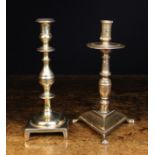 Two Antique Candlesticks: An early 18th century continental stick;