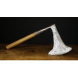 A 16th/17th Century Axe. The 12 ins (30 cm) blade on a short chamfered wooden handle.