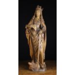 An Early 16th Century Oak Carving of Saint Catherine of Alexandria.