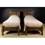 A Pair of Joined Oak Single Beds in the 17th Century Style.