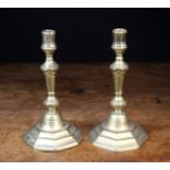 A Pair of 18th Century Brass Candlesticks.