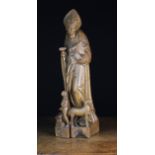 A 16th Century Oak Carving of Saint Eloy; the Patron Saint of Metalworkers,