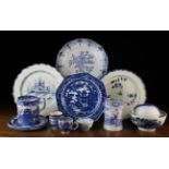 A Collection of 18th & 19th Century English Blue & White Plates, two mugs,